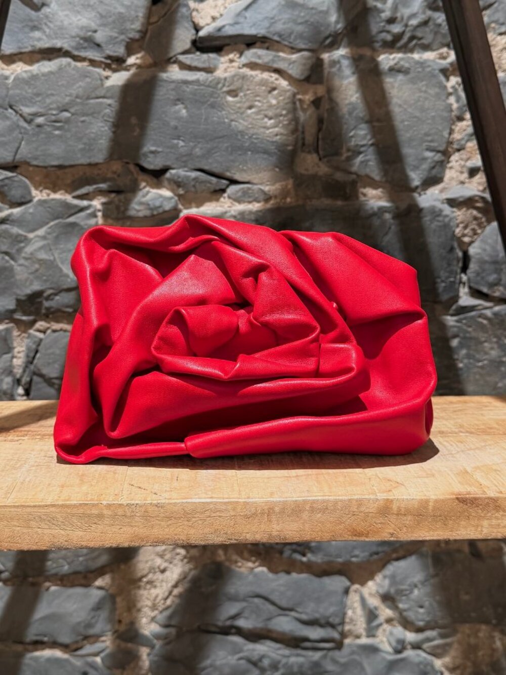 Burberry Red Lambskin Leather Rose Clutch Pouch